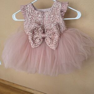 Custom made pink 2 year old girls Birthday dress